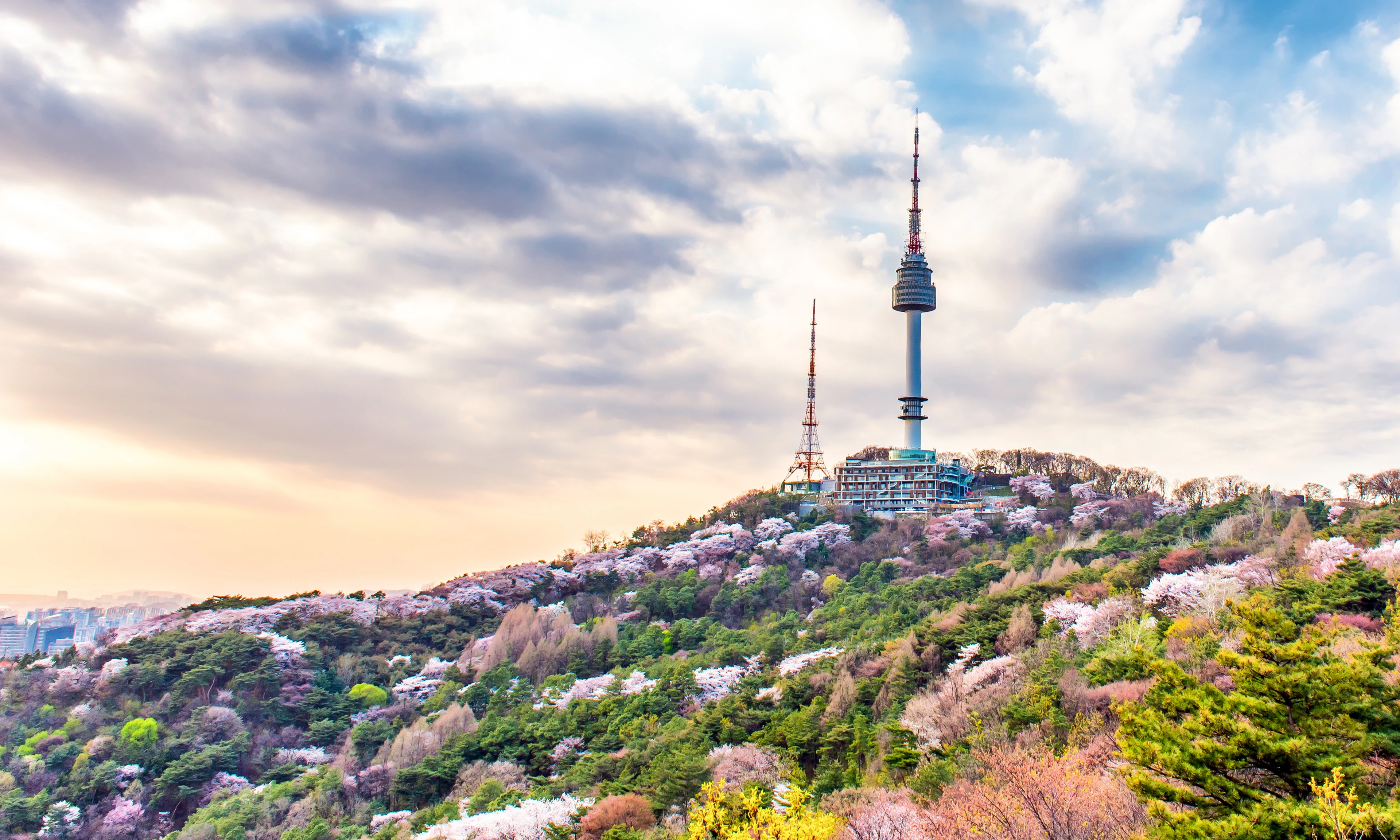 N Seoul Tower above Seoul at Namsan Mountain